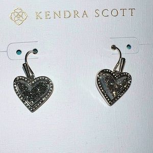 Kendra Scott. Silver dangle heart earrings